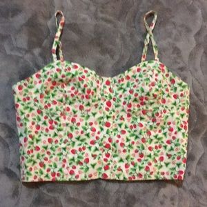 H&M strawberry pinup doll bustier corset crop top